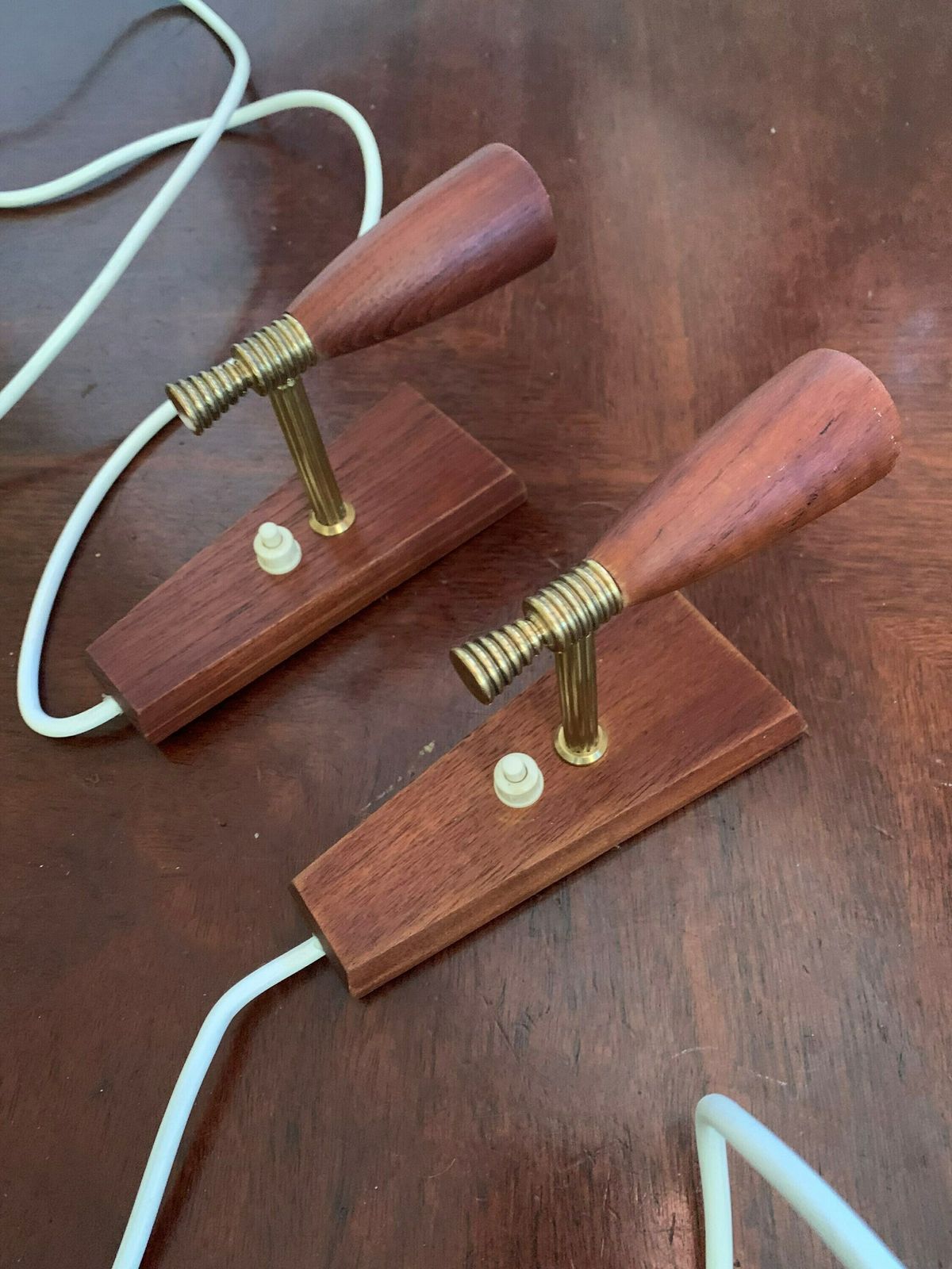 Original Vintage Danish Laoni Belysning 60s Teak Pair Of Wall Lights/Sconces Retro Mcm photo buy