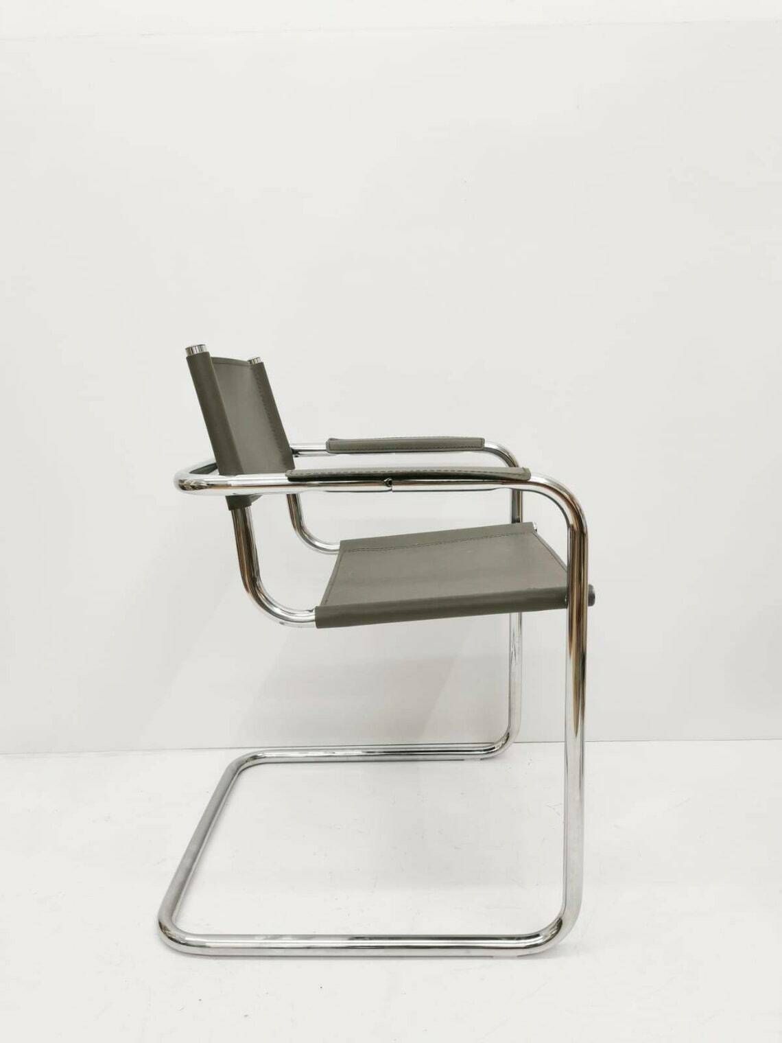 1 Of 2 Model Mg5 Centro Studi Desk Chair By Mart Stam & Marcel Breuer For Matteo Grassi, 1970s photo for sale