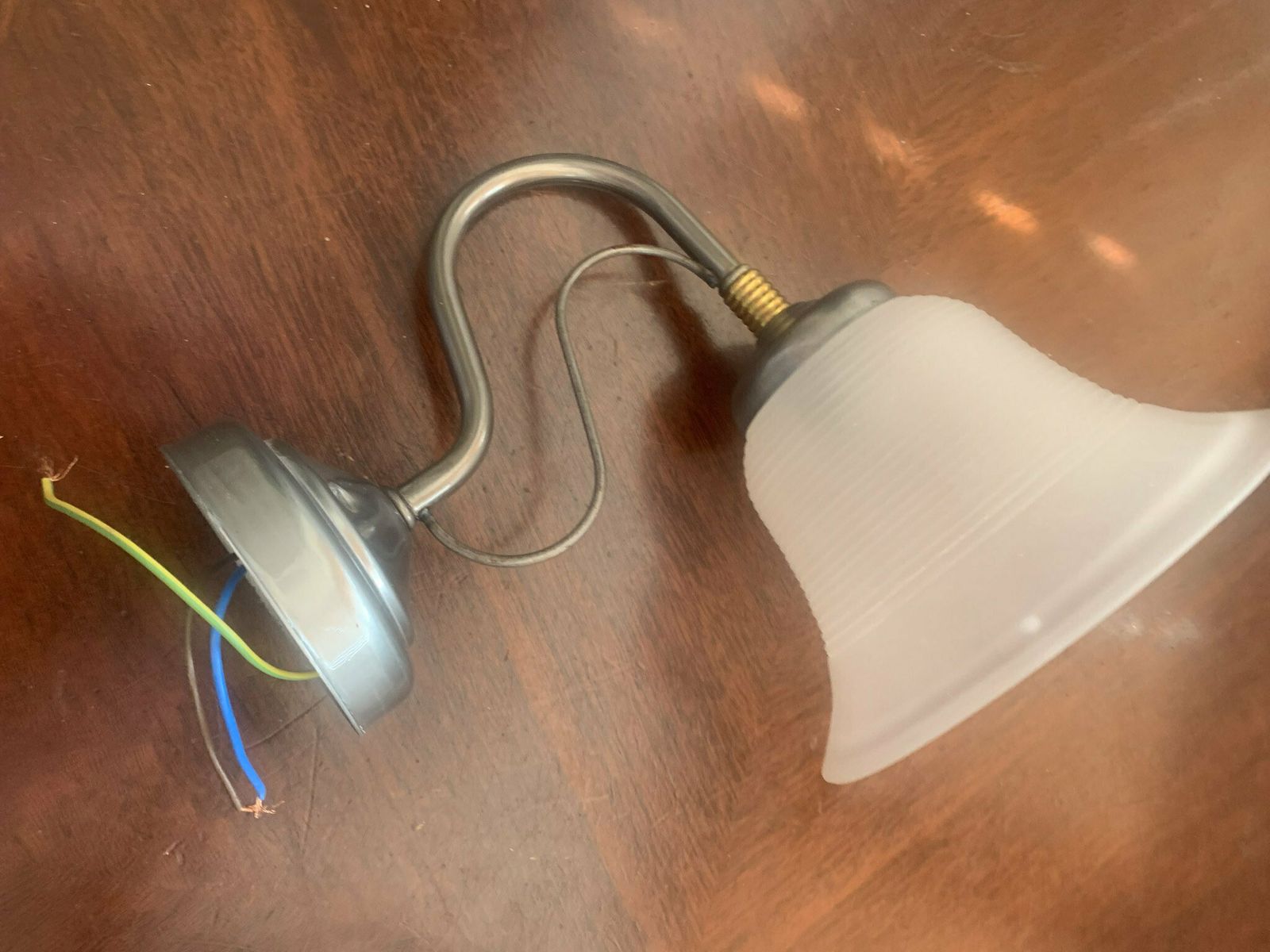 Vintage Pair Of Retro 90s Industrial Style Wall Lights/Sconces In Copper & Steel And Frosted Glass photo 175.0
