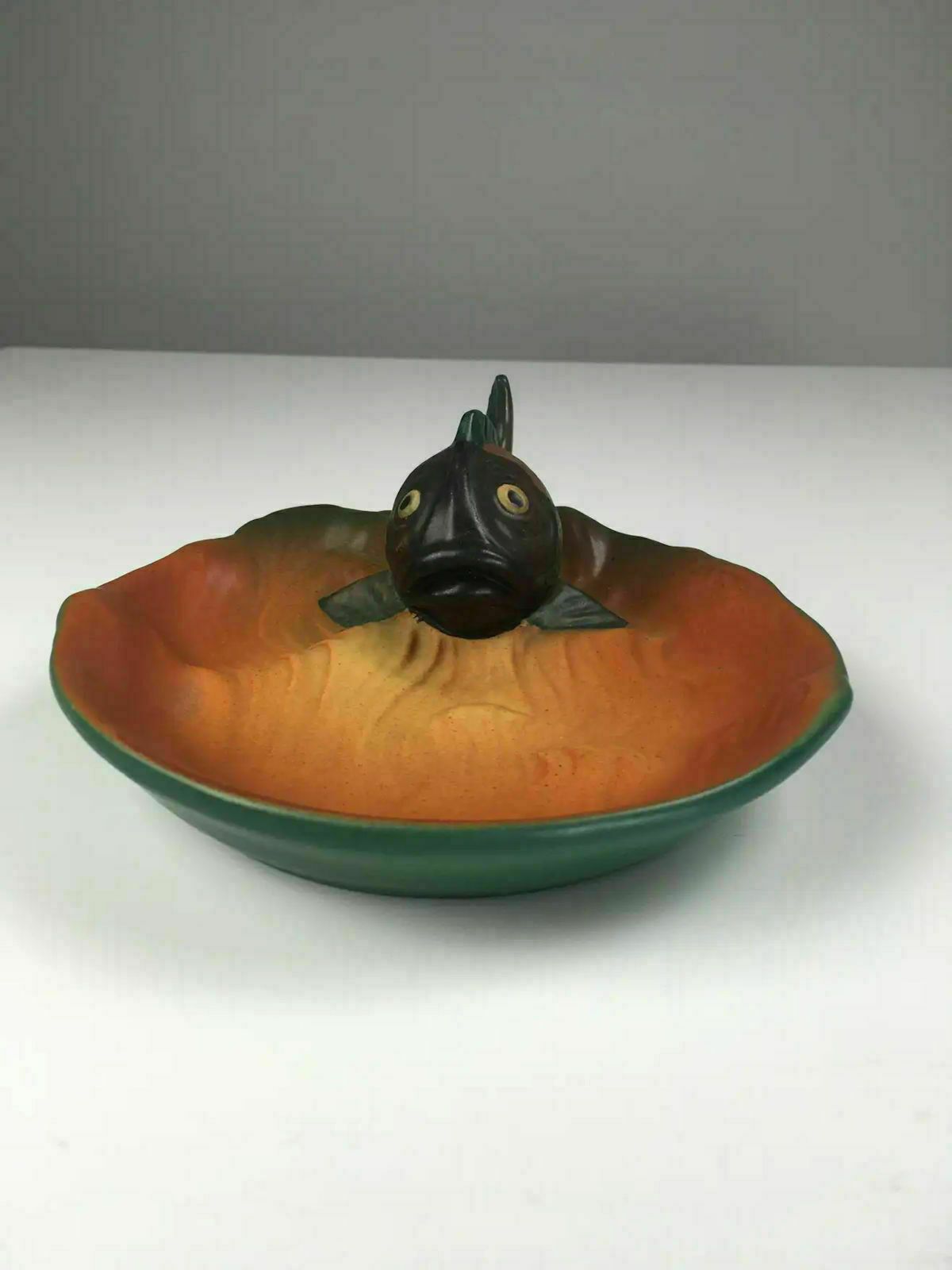 Danish Hand Crafted Art Nouveau Fish Ash Bowl By Axel Sorensen For P. Ipsens Enke 1920's photo furniture
