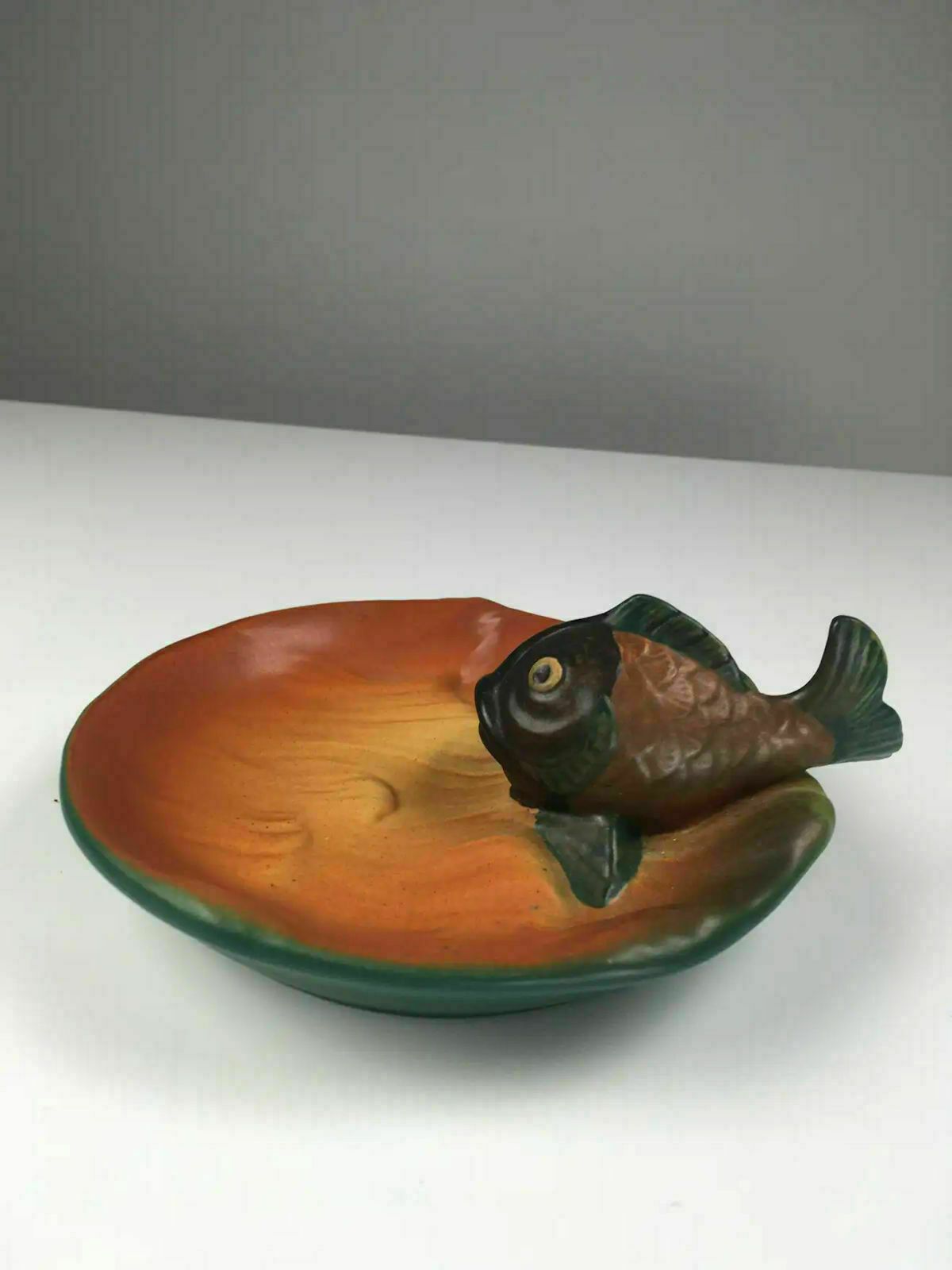 Danish Hand Crafted Art Nouveau Fish Ash Bowl By Axel Sorensen For P. Ipsens Enke 1920's photo Home Decor