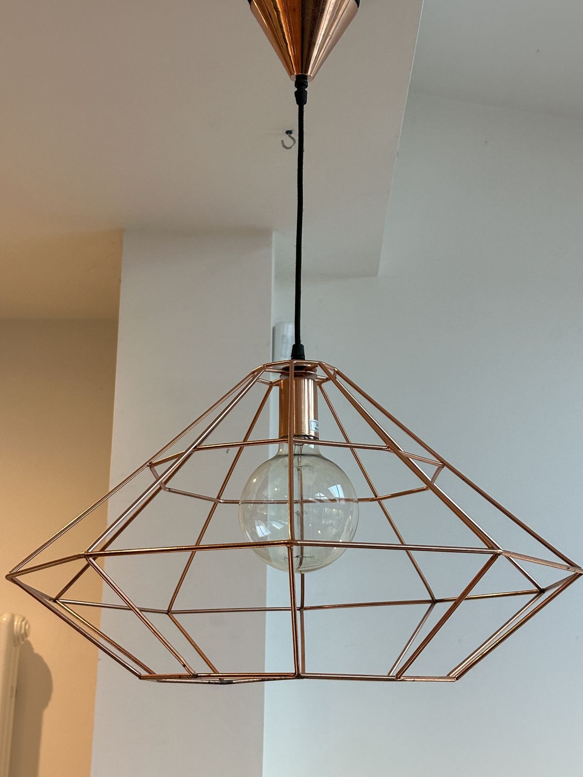 Pair Of Copper Coloured Pendant Lights photo for sale