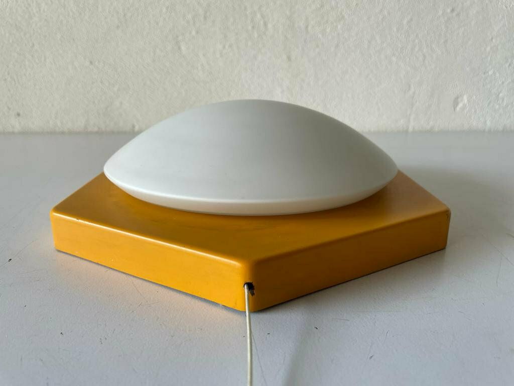 Pop Art Orange Metal & Milk Round Glass Single Sconce By Rolf Krüger For Heinz Neuhaus Leuchten, 1970s, Germany photo Lighting