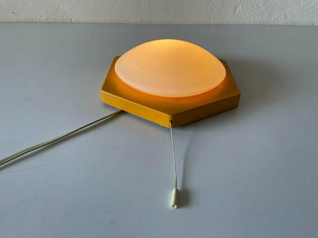 Pop Art Orange Metal & Milk Round Glass Single Sconce By Rolf Krüger For Heinz Neuhaus Leuchten, 1970s, Germany photo vintage
