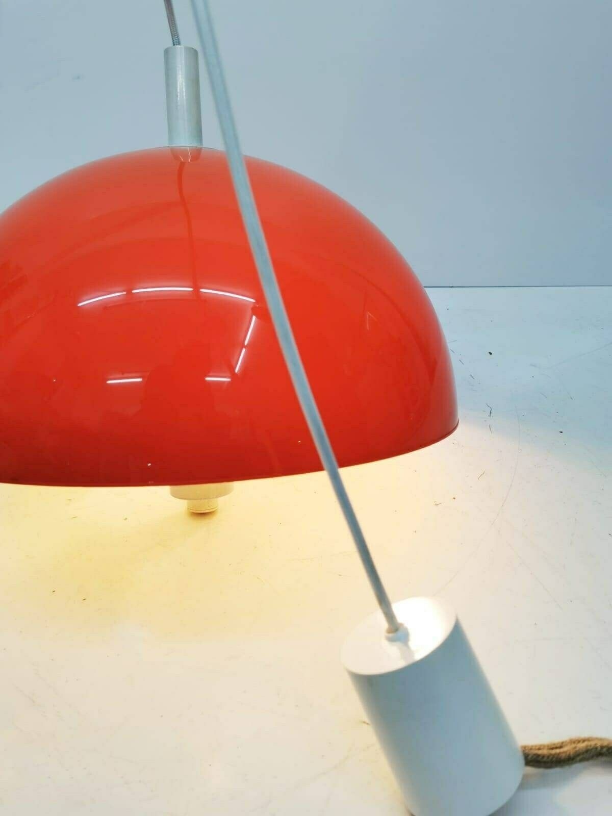 Harvey Space Age Guzzini For Meblo Orange Hanging Lamp, 1960s photo vinterior
