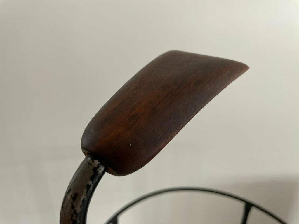 photo for sale Wicker And Black Metal Round Serving Bar Cart, 1960s, Germany