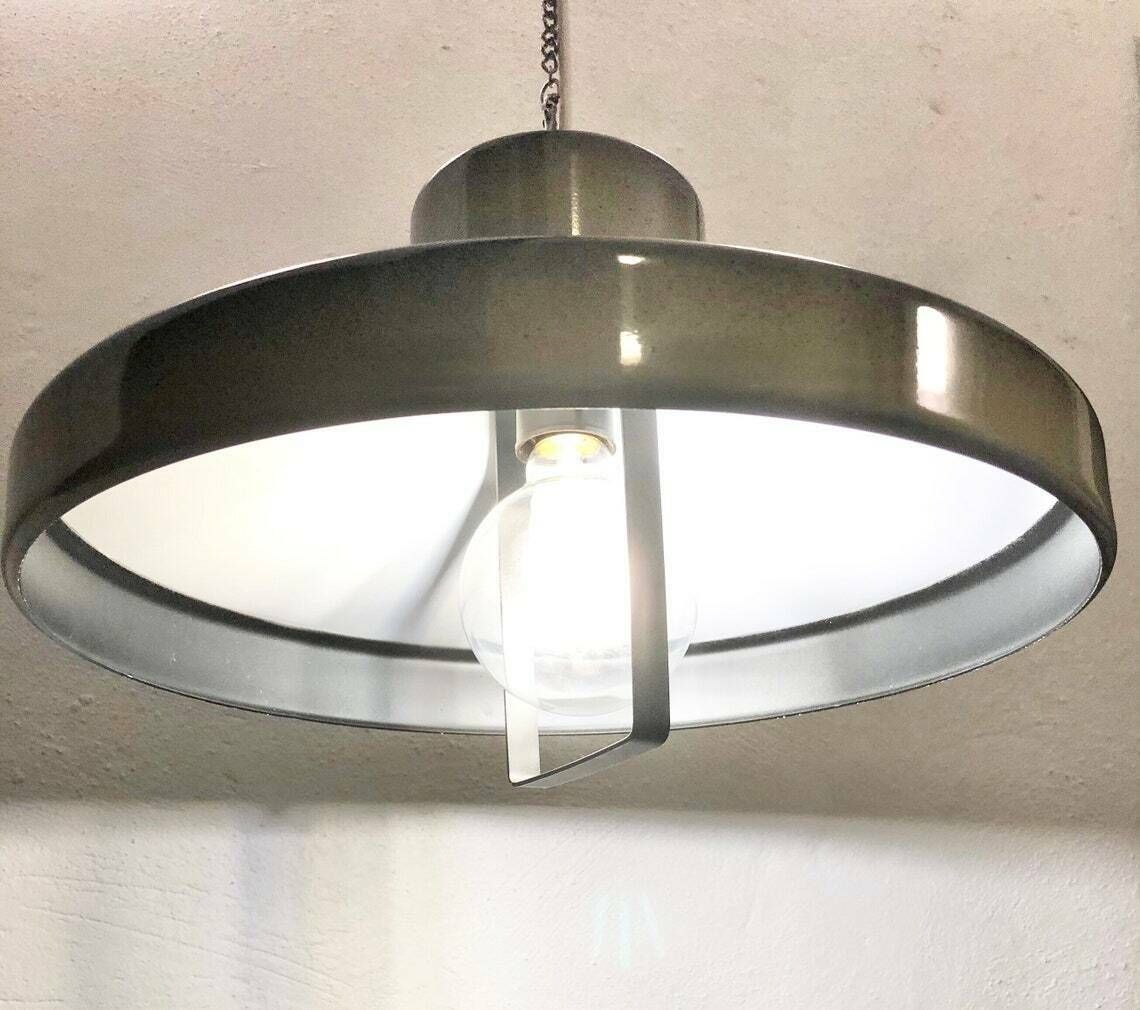Postmodern Large Danish Graffiti Style Ceiling Lamp In Black And Beige Painted Metal With Cool Hanger And Chain Suspension photo furniture