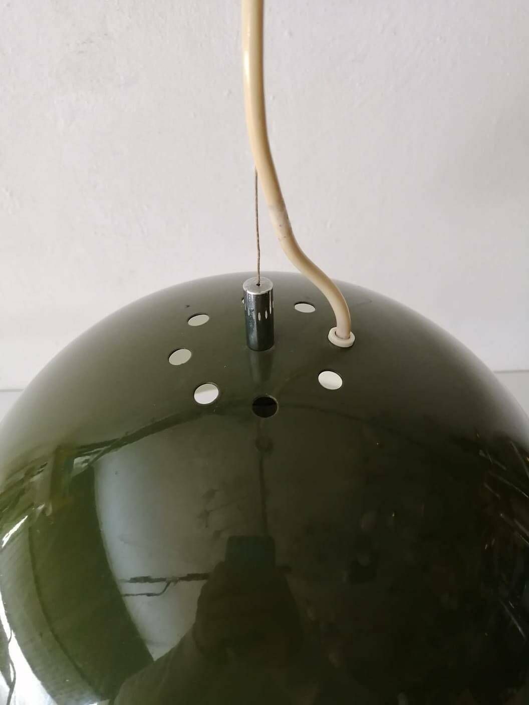 Reggiani Goffredo Wonderful Green Metal Suspension Lamp, 1960s Italy photo vinterior