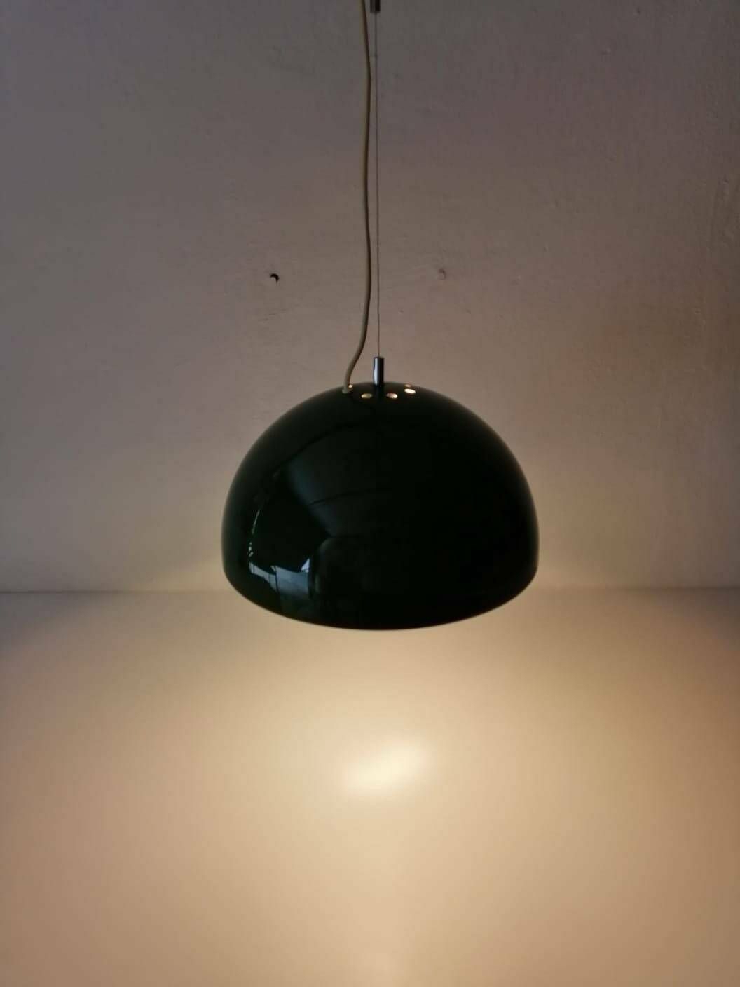 photo for sale Reggiani Goffredo Wonderful Green Metal Suspension Lamp, 1960s Italy