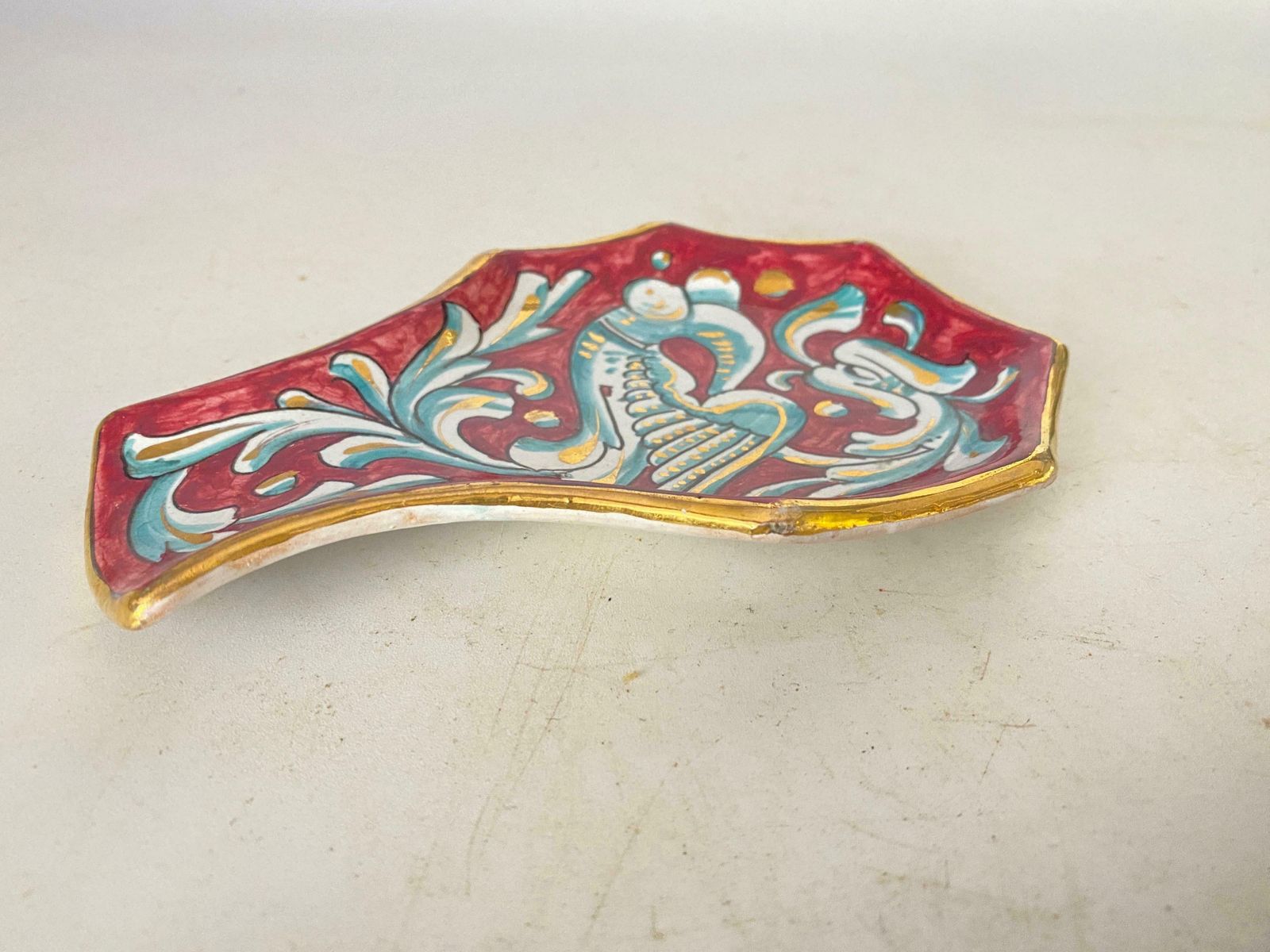 Ceramic Red Ashtray Or Vide Poche In A Shell Form Circa 1960 Italy photo for sale