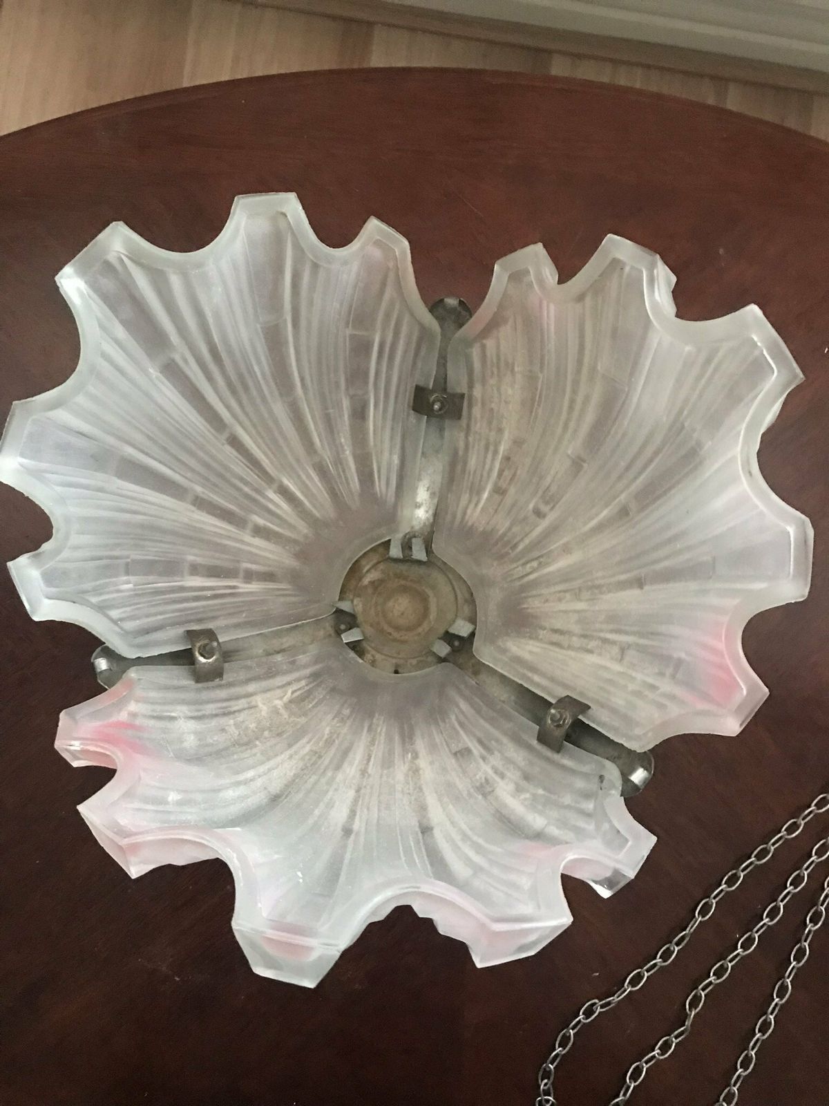 Original Art Deco Scallop/Clam Pendant Light Shade/ Flycatcher ‘Rochelle ‘ Chandelier photo 375.0