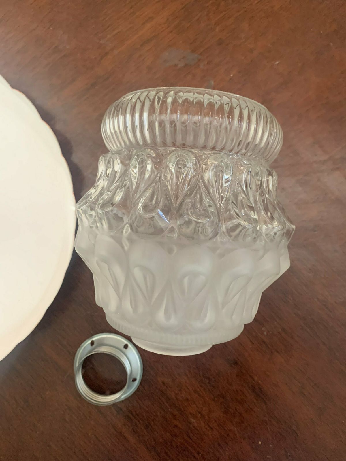 Original Scarce Vintage French 60s Orange Enamel & Semi Frosted Kitchen Pendant Light. photo buy
