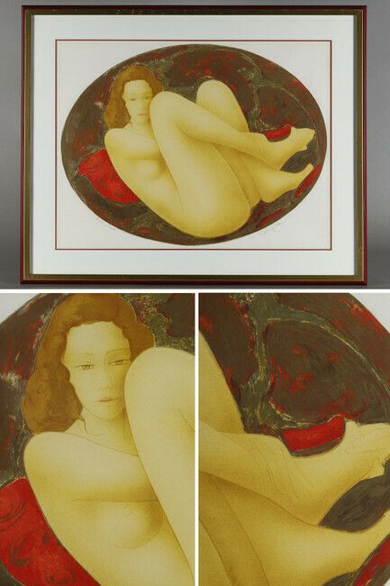 Art Alain Bonnefoit, "Femme Nue Allongée Sur Un Lit" (Nude Woman Lying On A Bed) photo