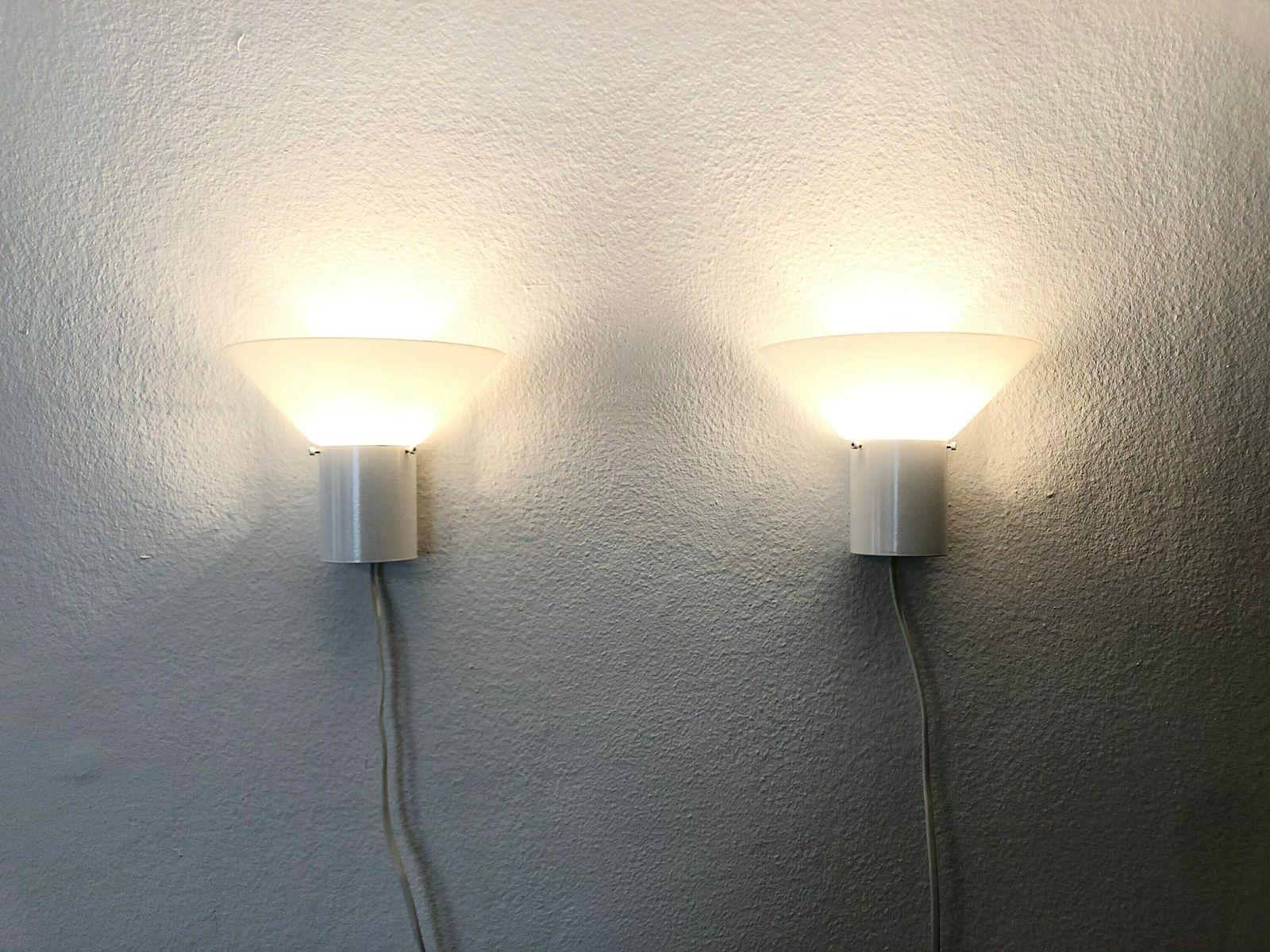 Pair Of Vintage Minimalist Danish Wall Lamps With Geometric Shapes   Design By Odreco Model “109” photo for sale
