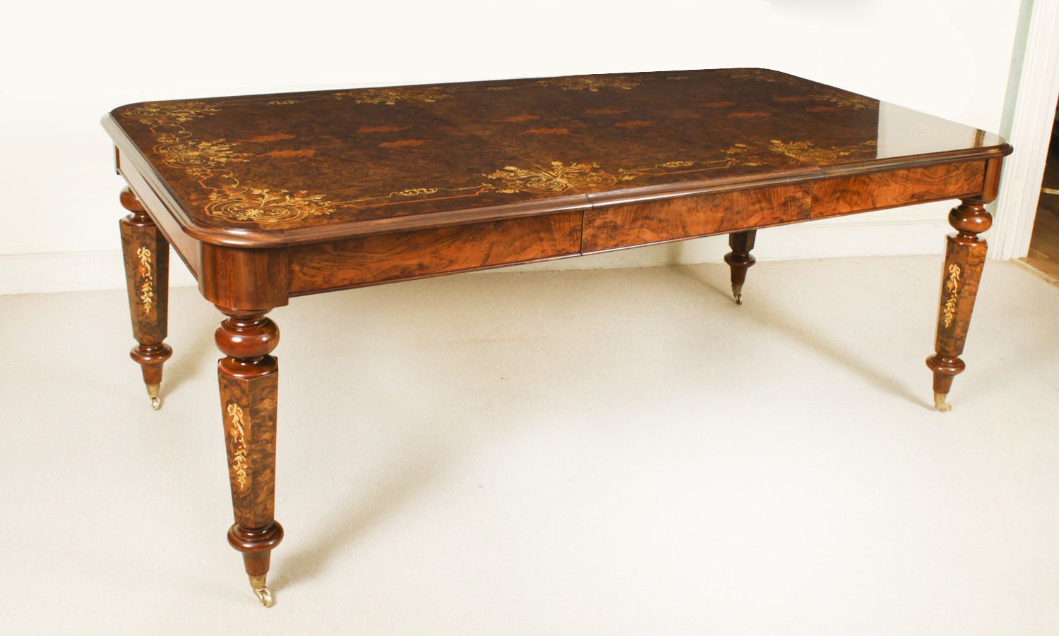 Bespoke Handmade Burr Walnut & Marquetry Dining Table Set photo furniture