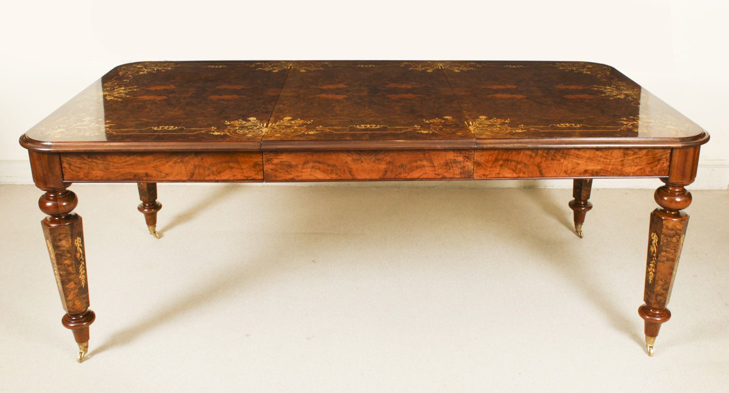 Bespoke Handmade Burr Walnut & Marquetry Dining Table Set photo for sale