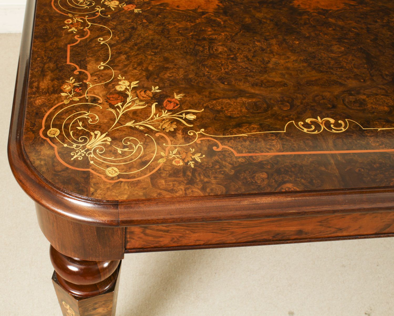 photo buy Bespoke Handmade Burr Walnut & Marquetry Dining Table Set