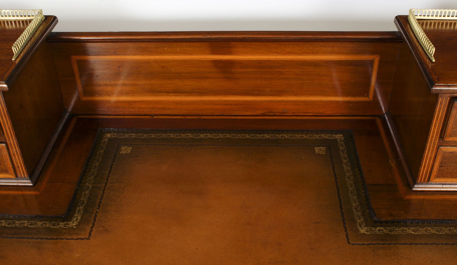 Victorian Inlaid Mahogany Desk  19th C photo vintage