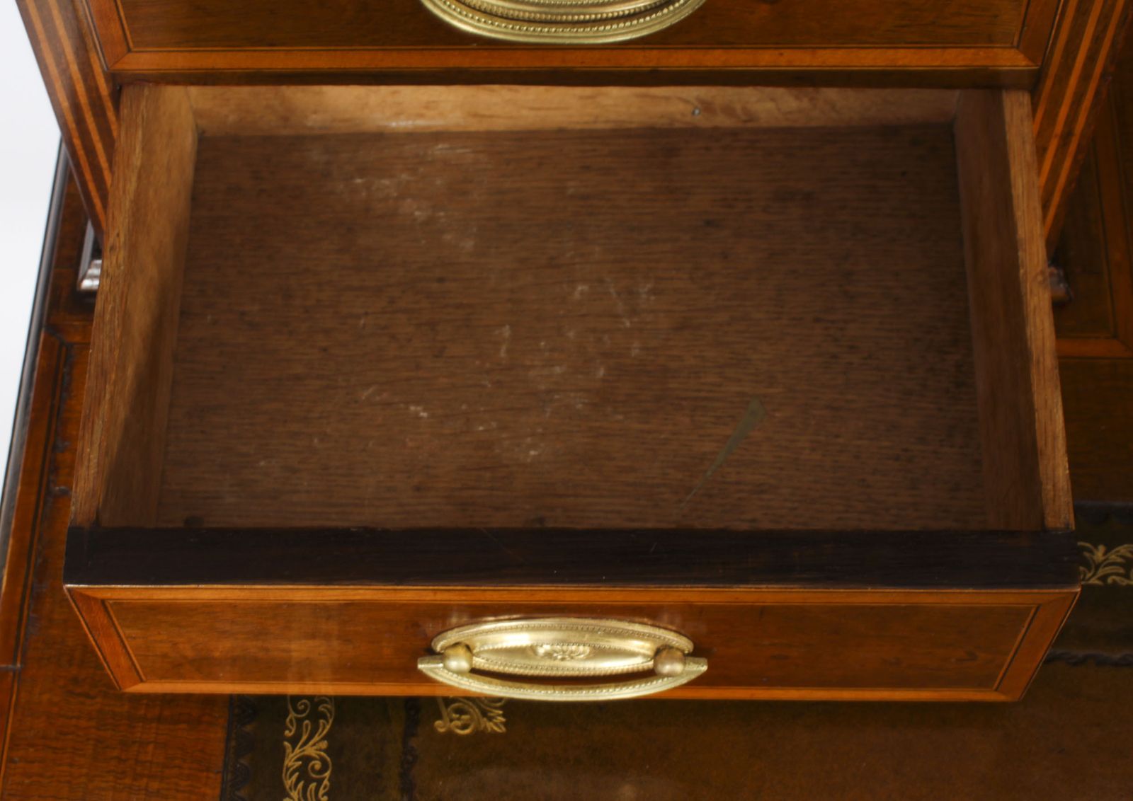 photo vintage Victorian Inlaid Mahogany Desk  19th C