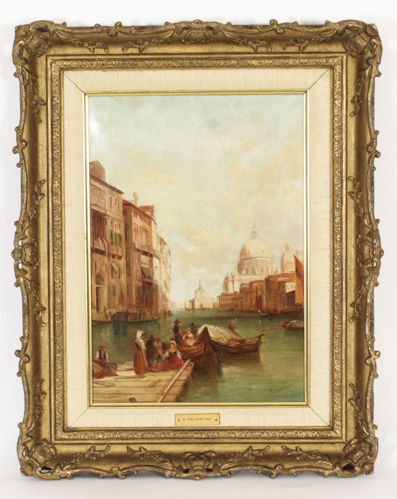 photo vinterior Antique Oil Painting Grand Canal Venice Alfred Pollentine 19th Century