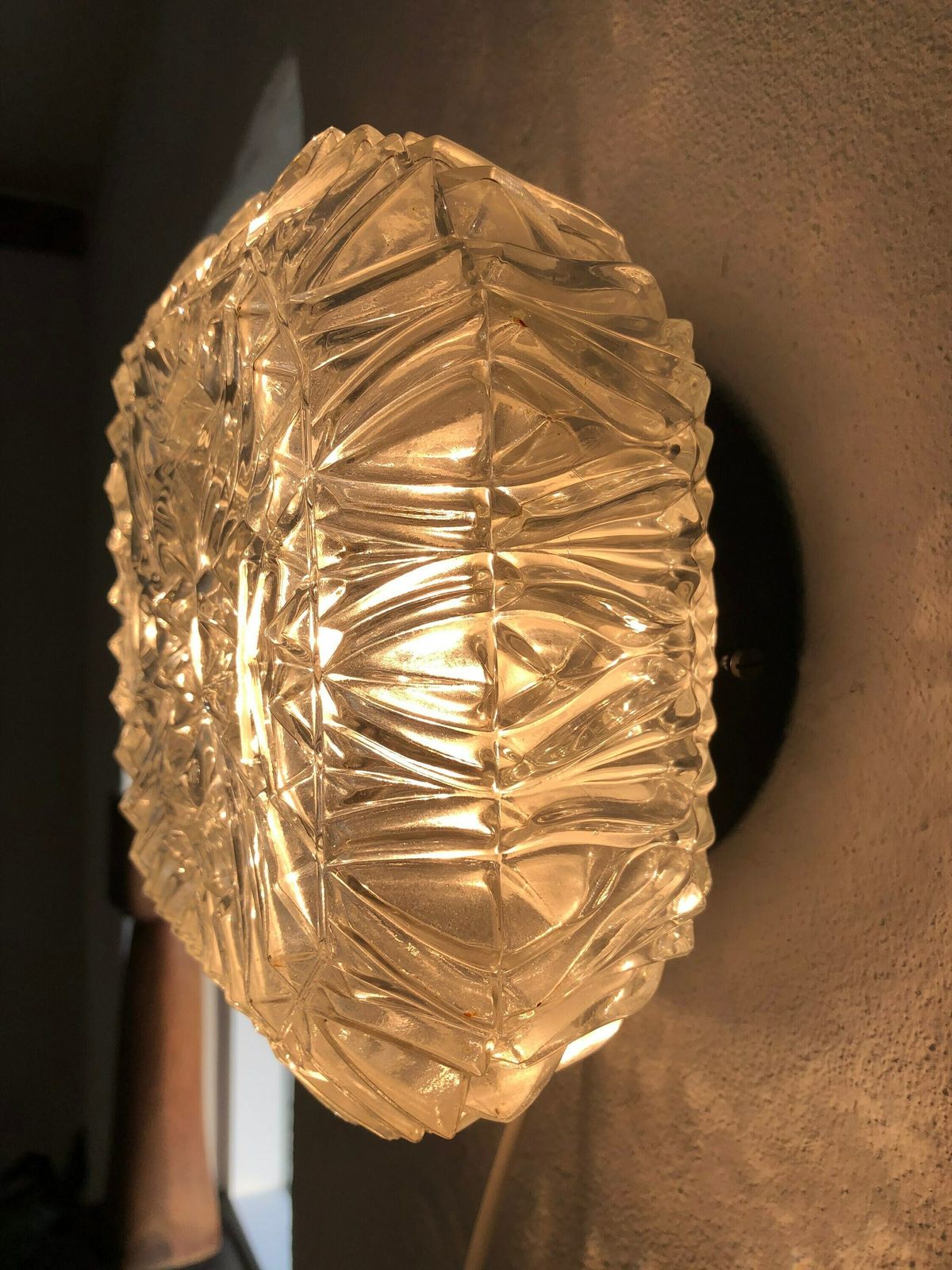 Deens Modern Geometrisch Gepatrond Glazen Wandlamp Met Punten En Organische Vormen – Mid-Century Design Ca. Jaren 1960 photo 154.0