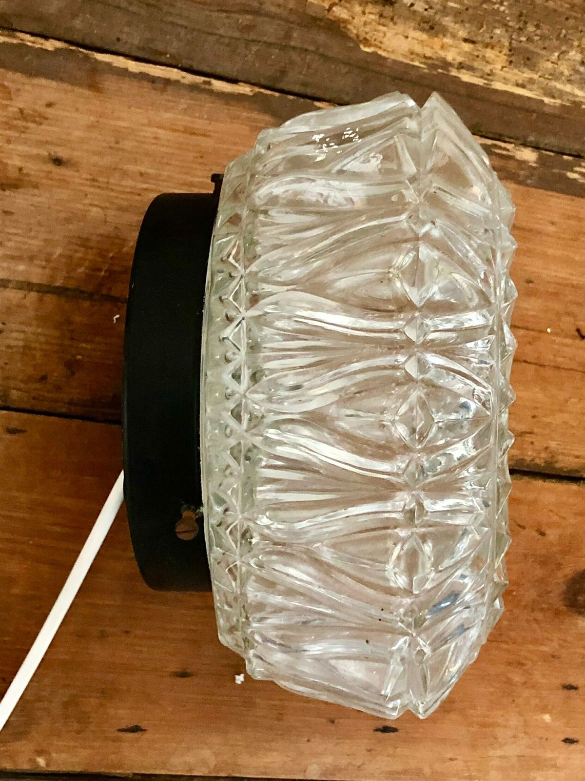 Deens Modern Geometrisch Gepatrond Glazen Wandlamp Met Punten En Organische Vormen – Mid-Century Design Ca. Jaren 1960 photo vinterior