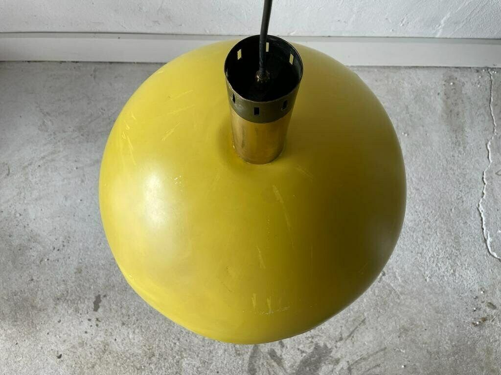 Yellow Metal Shade Counterweight Pendant Lamp By Stilux, 1970s, Italy photo Lighting