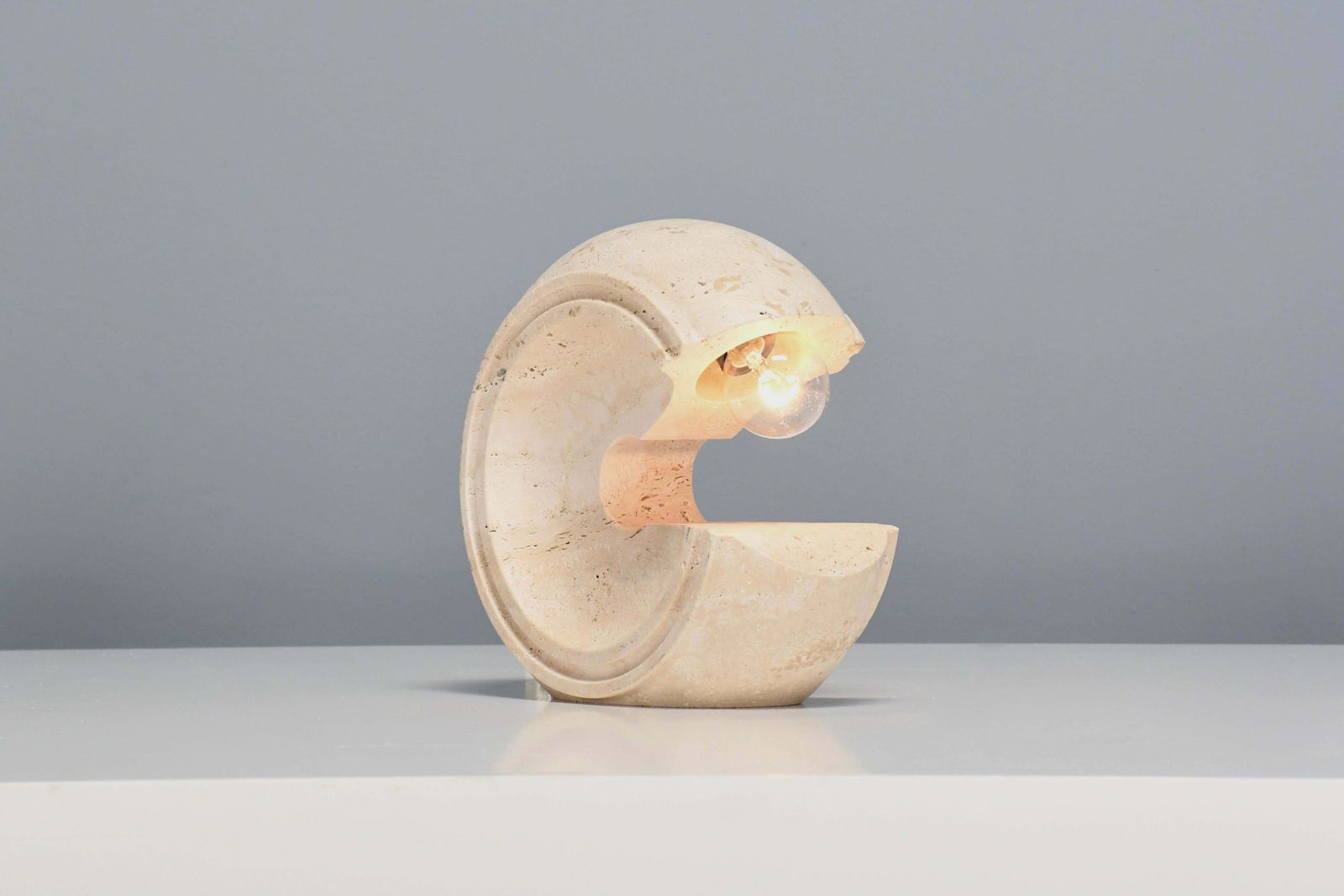 1 Of 8 Sculptural Travertine Table Lamp By Giuliano Cesari For Nucleo photo for sale