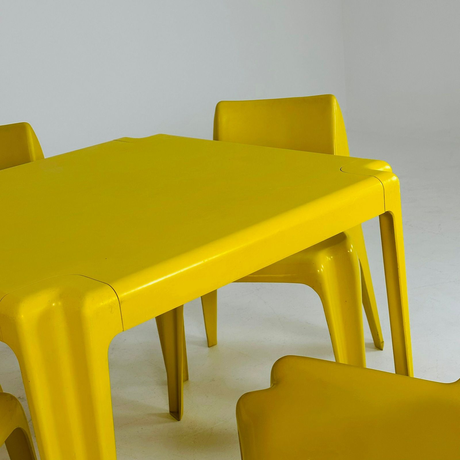Yellow Set Of 4 Chairs & Table Space Age Bofinger Ba1171 Chair By Helmut Bätzner, 1970s photo buy