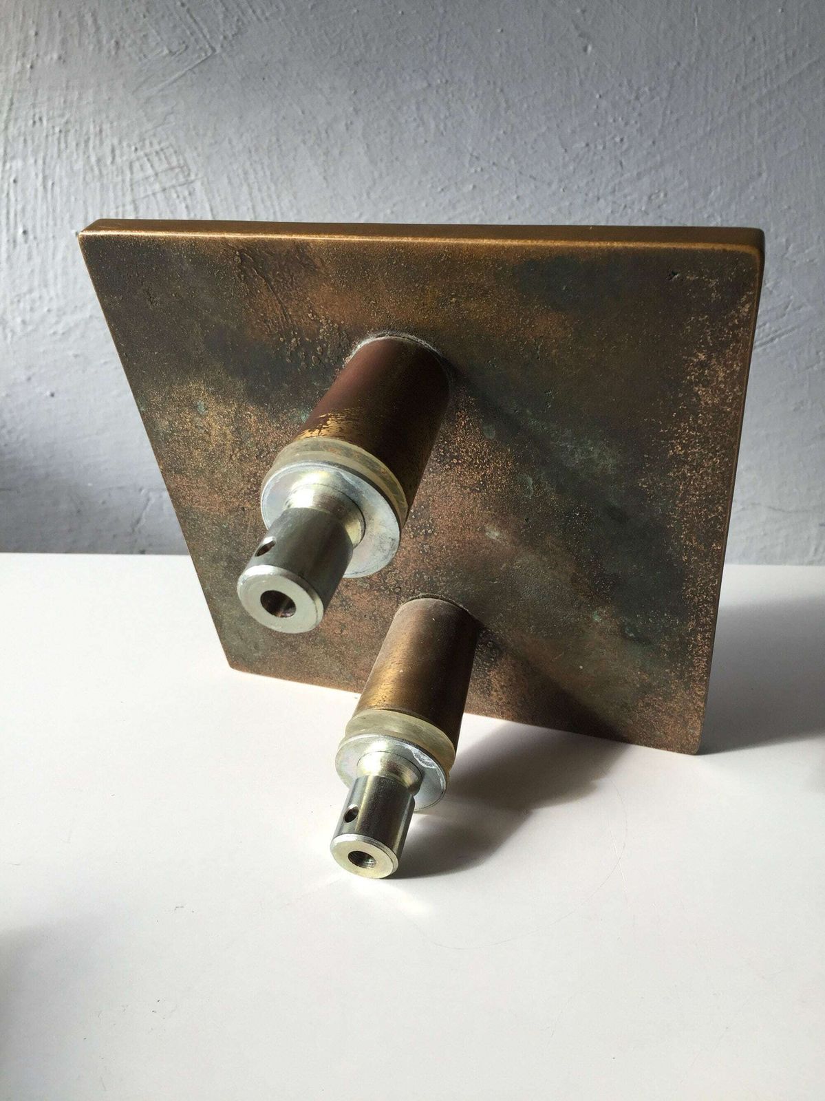 Very Heavy Solid Bronze Square Door Handles   Apotheke Door Handles   1960s Germany photo buy