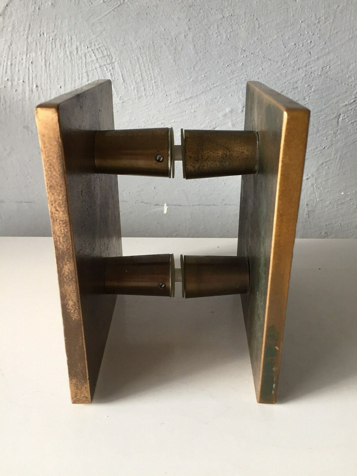 photo for sale Very Heavy Solid Bronze Square Door Handles   Apotheke Door Handles   1960s Germany