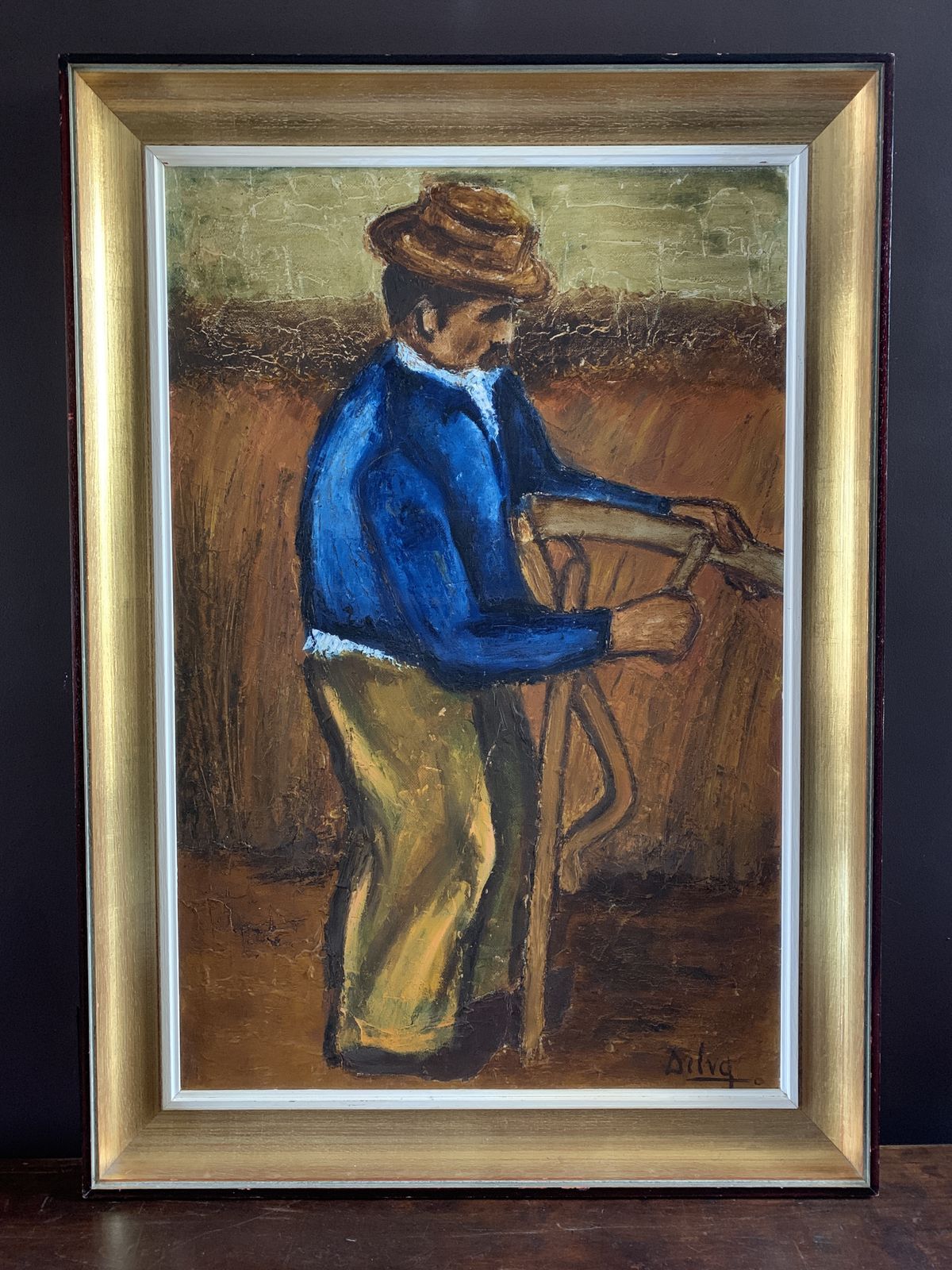 Large Vintage Oil On Board, 1970s, Signed Dilvq photo 295.0