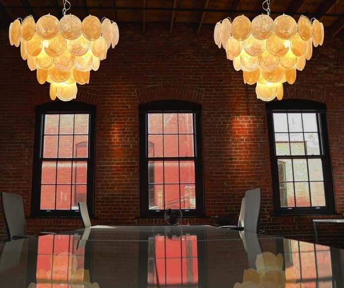 Gorgeous Murano Chandelier Space Age   57 Gold Alabaster Iridescent Glasses photo for sale