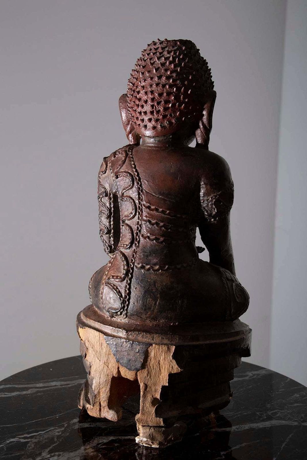 photo for sale Large Wooden Buddha Sculpture Probably Laos, 19th 20th Century