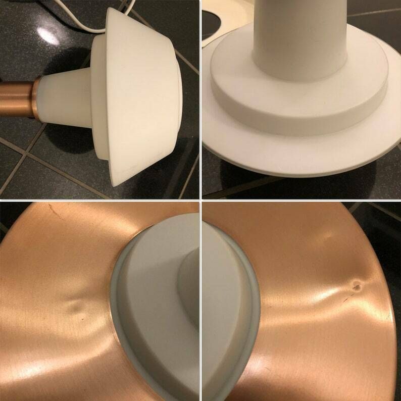 photo for sale Mid Century Danish Copper Colored Ceiling Lamp With Opal Glass   Design From Lyfa