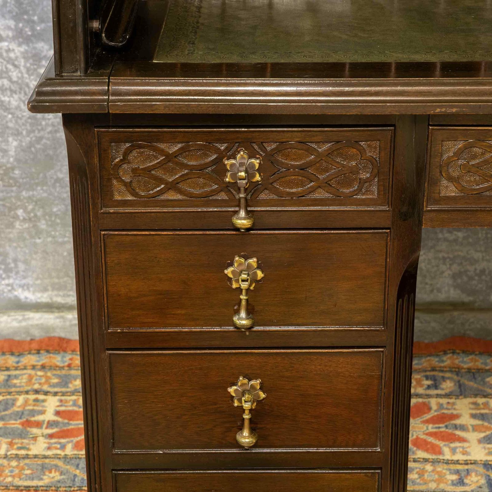 Furniture Early 20th Century Chippendale Style Mahogany Desk photo