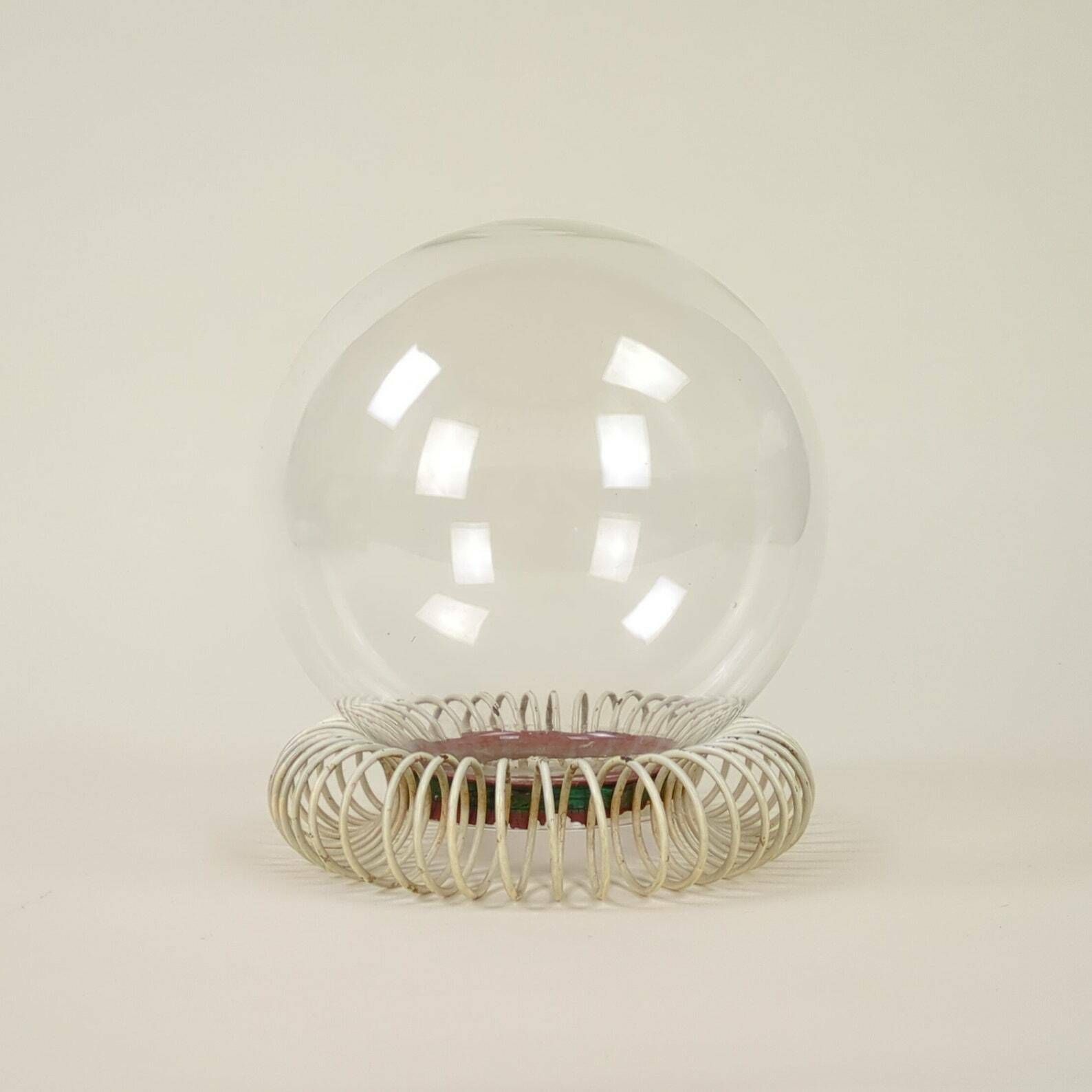 French 1950s Blown Glass Boule Display, Decorative Glass Art Display, Table Top Stand, Curiosity Cabinet Presenter photo furniture