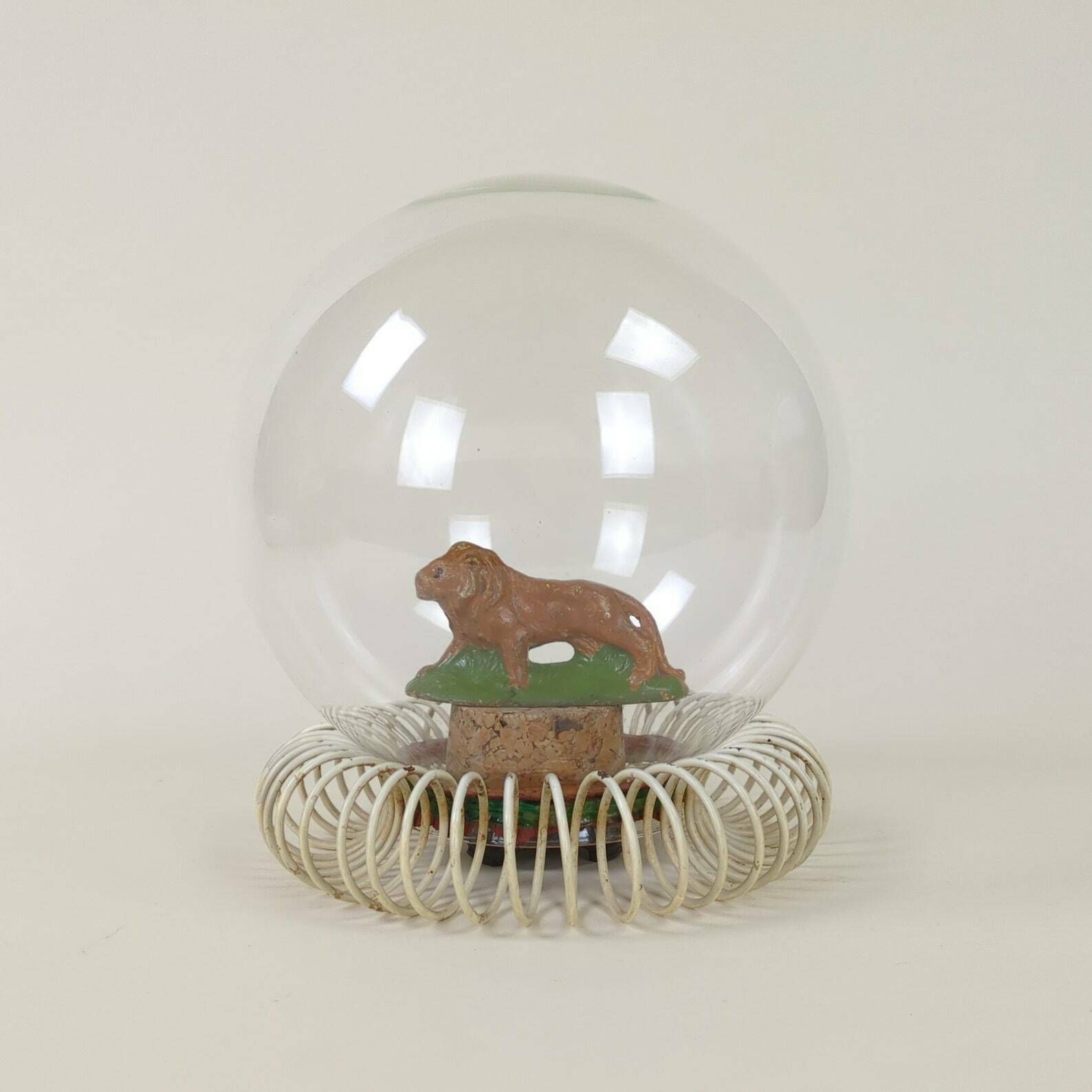 photo furniture French 1950s Blown Glass Boule Display, Decorative Glass Art Display, Table Top Stand, Curiosity Cabinet Presenter