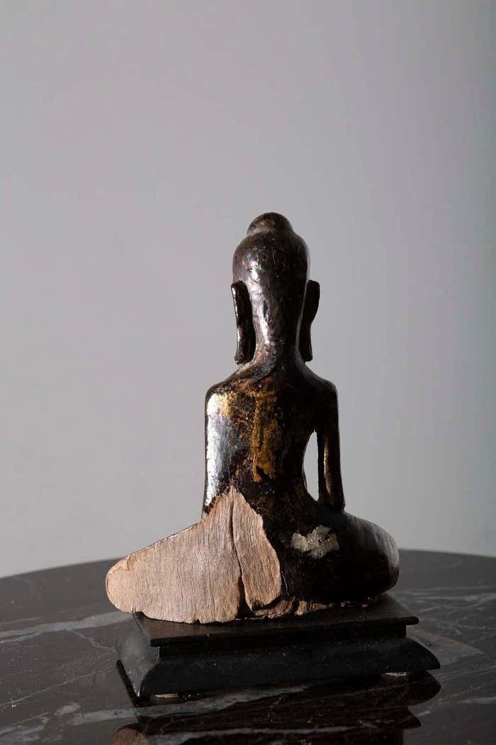 Dvaravati Meditation Buddha Statue In Antique Thai photo vinterior