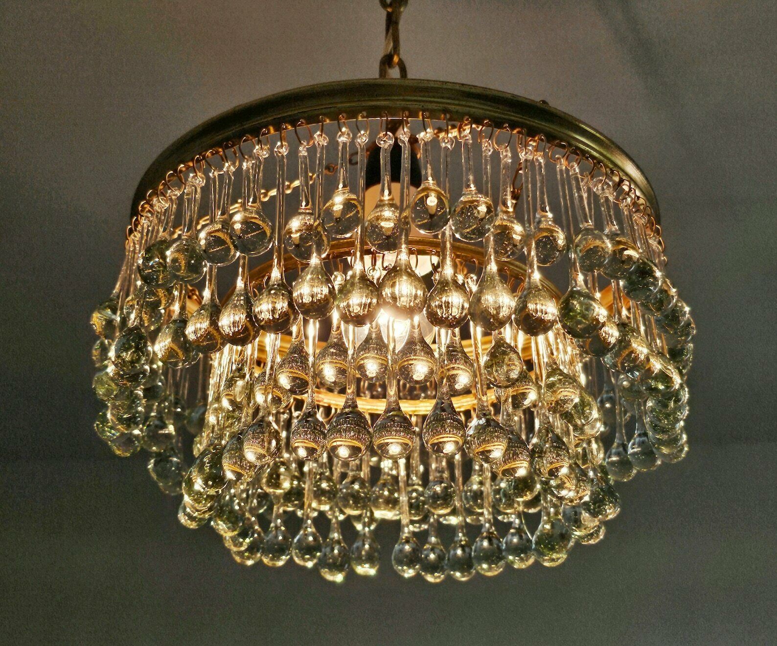 Small Hollywood Regency Chandelier With Mini Teardrop Crystals // Made In Austria In 1940s photo vinterior