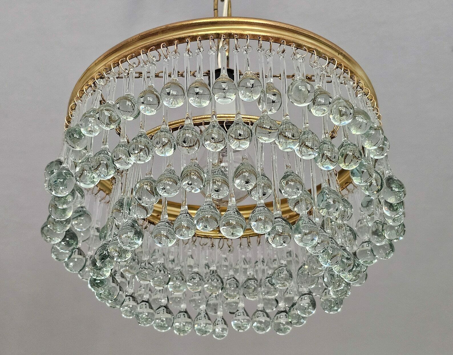 photo for sale Small Hollywood Regency Chandelier With Mini Teardrop Crystals // Made In Austria In 1940s