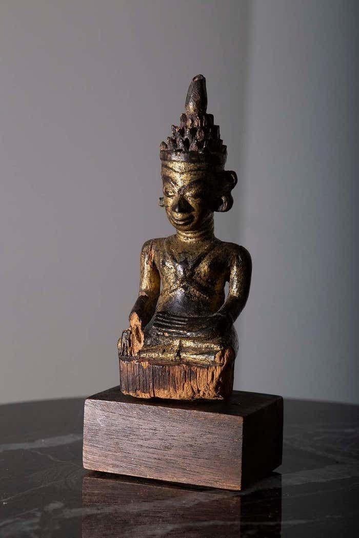 South East Asian Lacquered Wood Buddha, 19th Century photo furniture