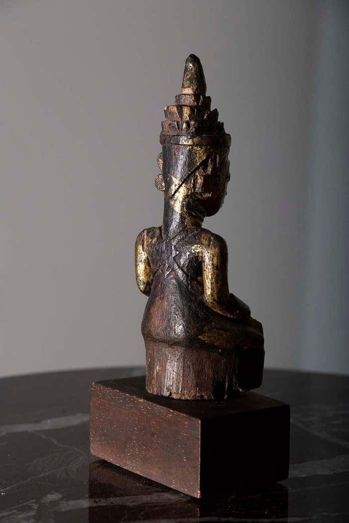South East Asian Lacquered Wood Buddha, 19th Century photo vinterior