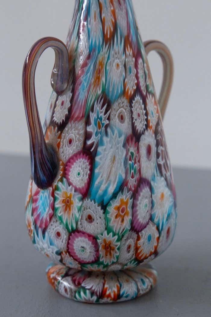 Murano Glass By Fratelli Toso Millefiori Vase Multicoloured photo vinterior