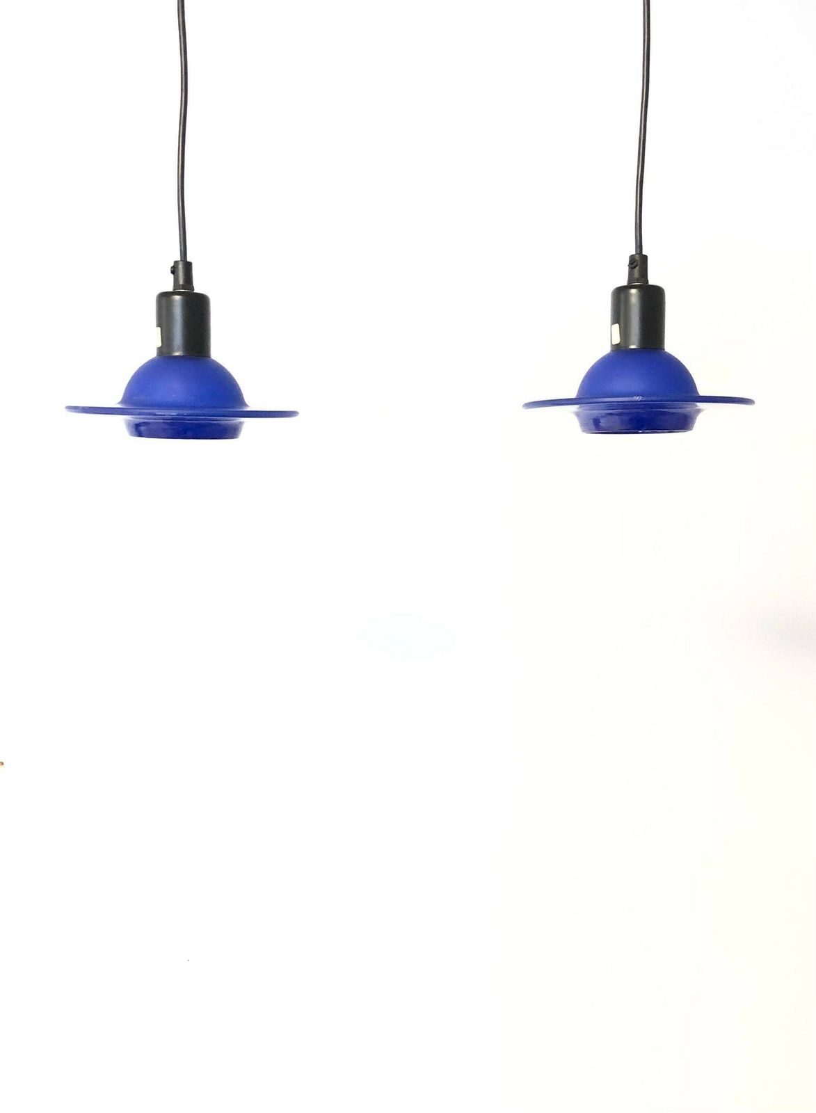 Pair Of Postmodern Space Age Vintage Ceiling Lamps In Blue Glass   Design From Design Light, Denmark photo for sale