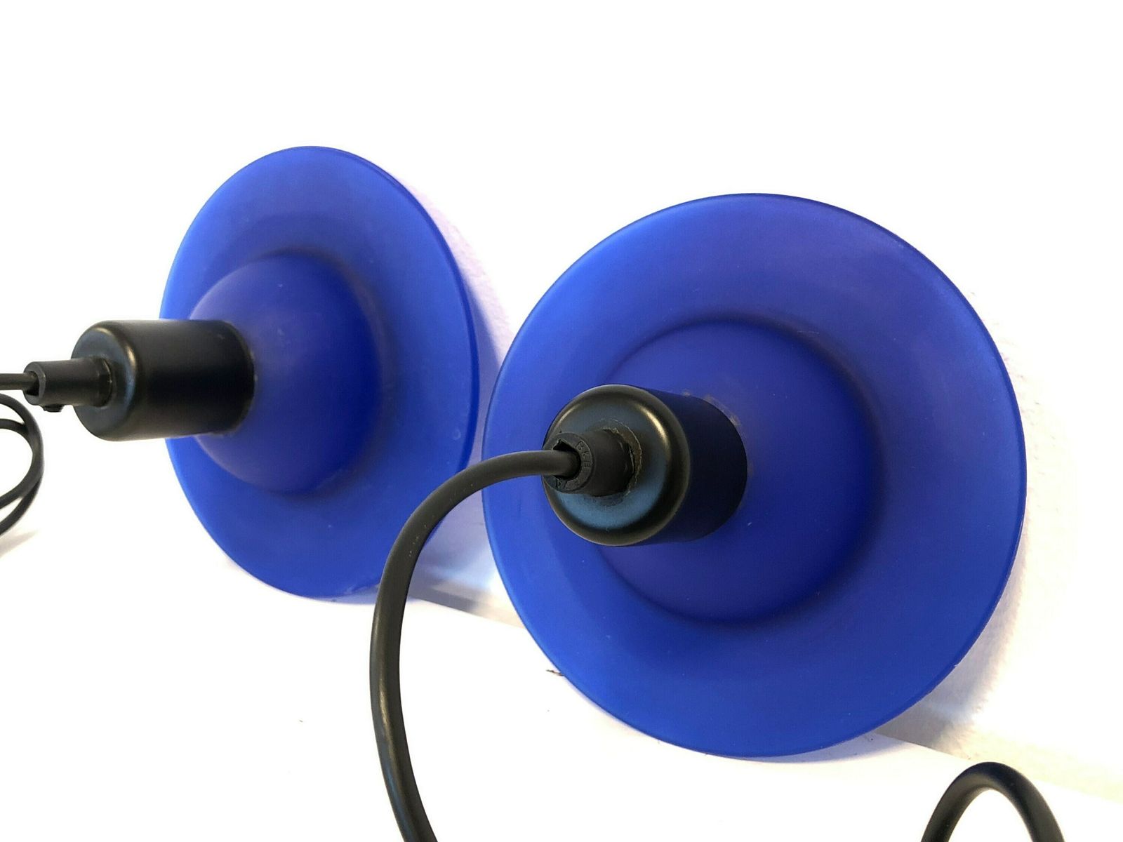 Pair Of Postmodern Space Age Vintage Ceiling Lamps In Blue Glass   Design From Design Light, Denmark photo vintage