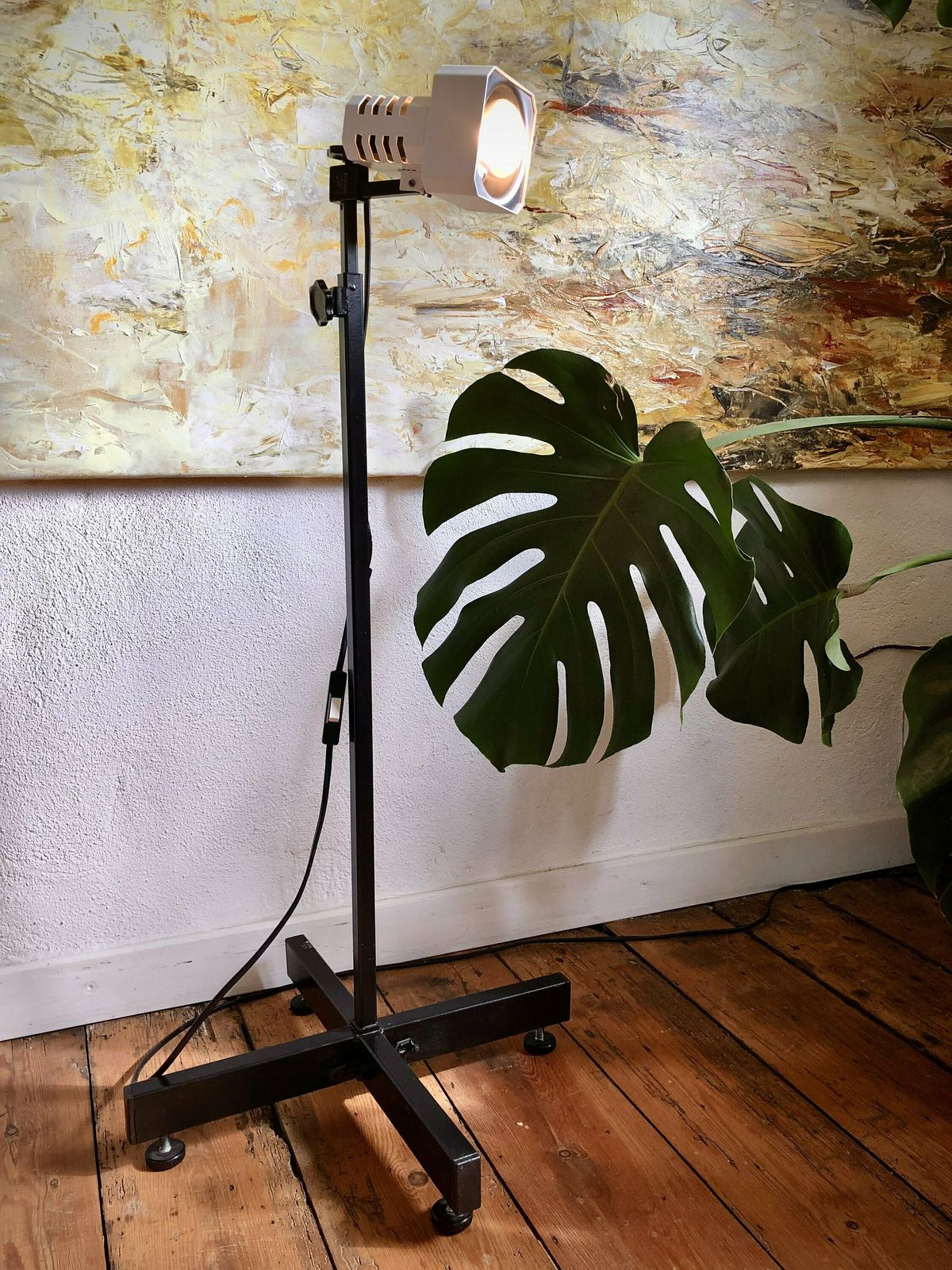 Danish Postmodern Vintage “Flipper” Floorlamp In Black And White Metal   Design By Mogens Davidsen For Sc Sørensen photo vinterior
