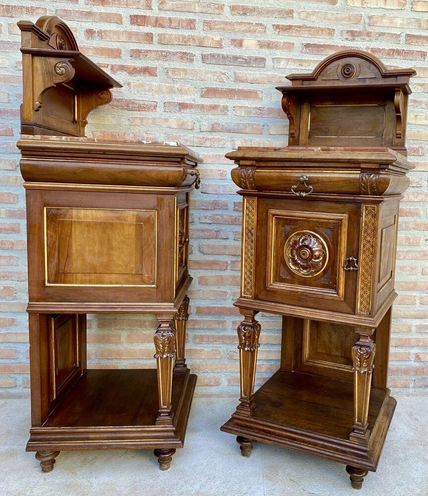 19th Century French Marble Top Bedside Tables, 1890s, Set Of 2 photo 3575.0