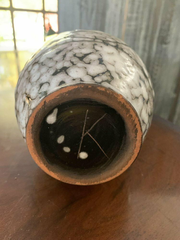 Mid Century Modernist White And Earth Toned Ceramic Vase, 1960s photo 1052.0