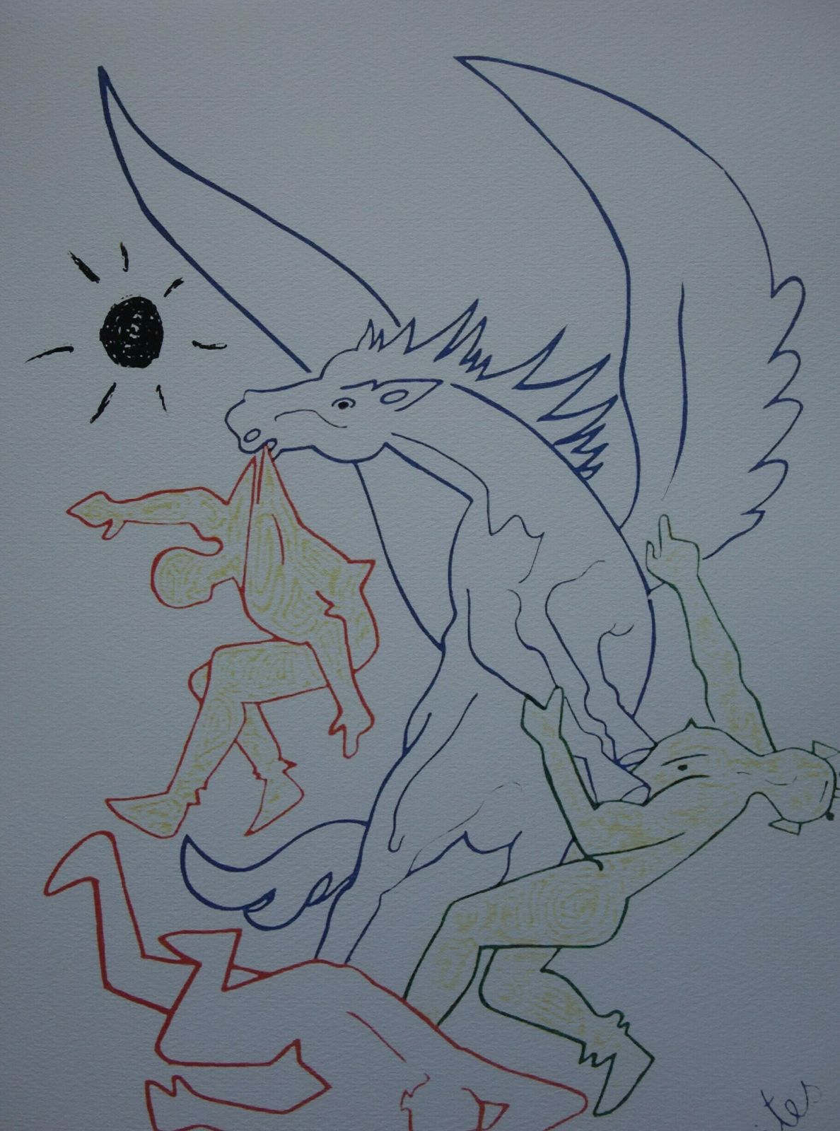 Rare Beautiful Limited Illustration Print   Pegasus, Jean Cocteau, Signed, Numbered & Stamped photo furniture
